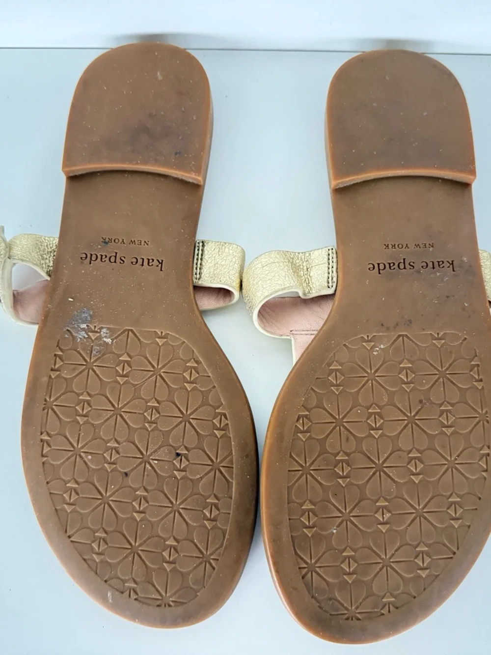 kate spade Metallic Gold Leather Thong Sandals - Picture 3 of 3